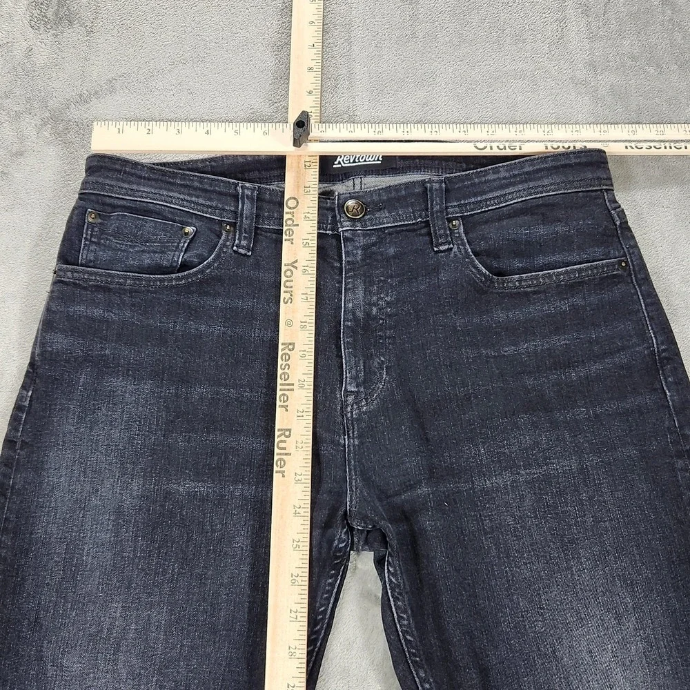 Revtown Jeans‎ Mens 35x32 Gray Sharp Slim Straight Dark Wash Stretch Denim